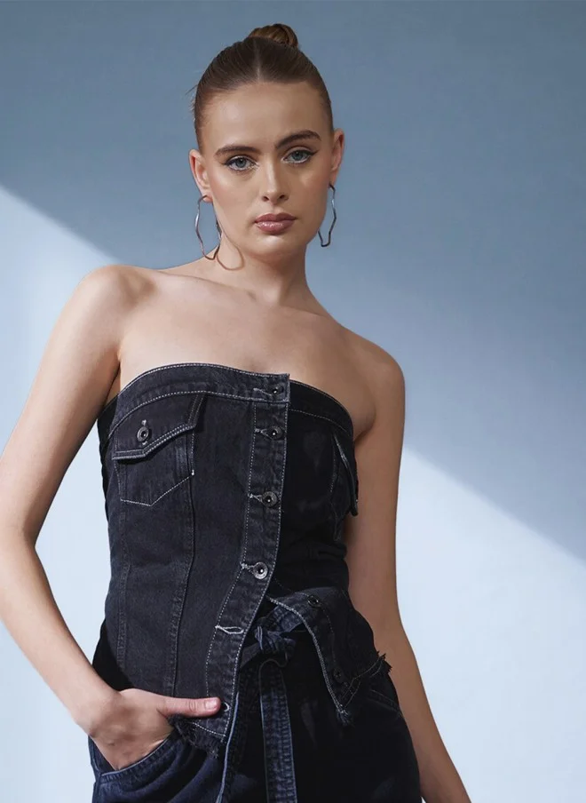 STREET 9 Denim Corset Top for Women