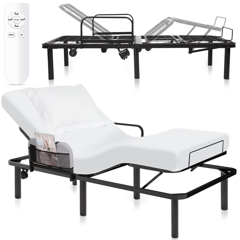 Vive Adjustable Bed Base Frame Twin  Electric Heavy Duty Metal Platform Bed Frame with Adjustable Base for Hospital Mattress  Remote for Head Leg  Foot Incline  Dual USB Ports  Easy Assembly