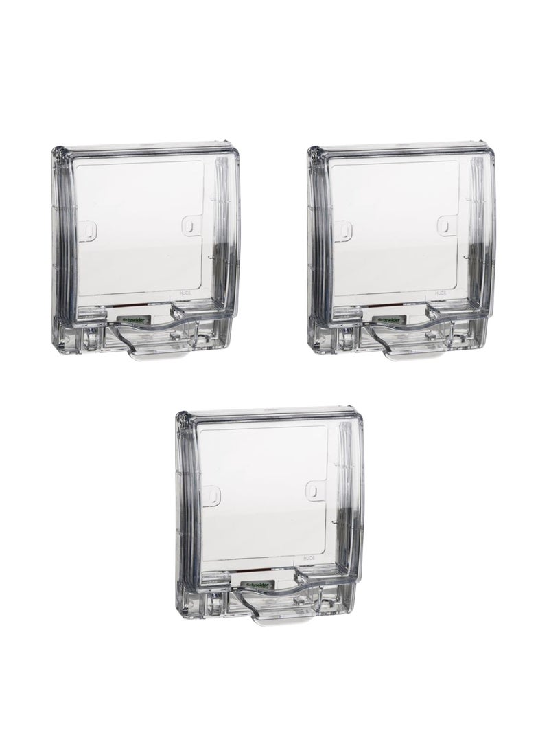 Schneider Electric - Schneider Electric HEAVY DUTY WEATHERPROOF THICK COVER TRANSPARENT SINGLE ONE GANG - E223RTR - Pack of 3 - Image 1