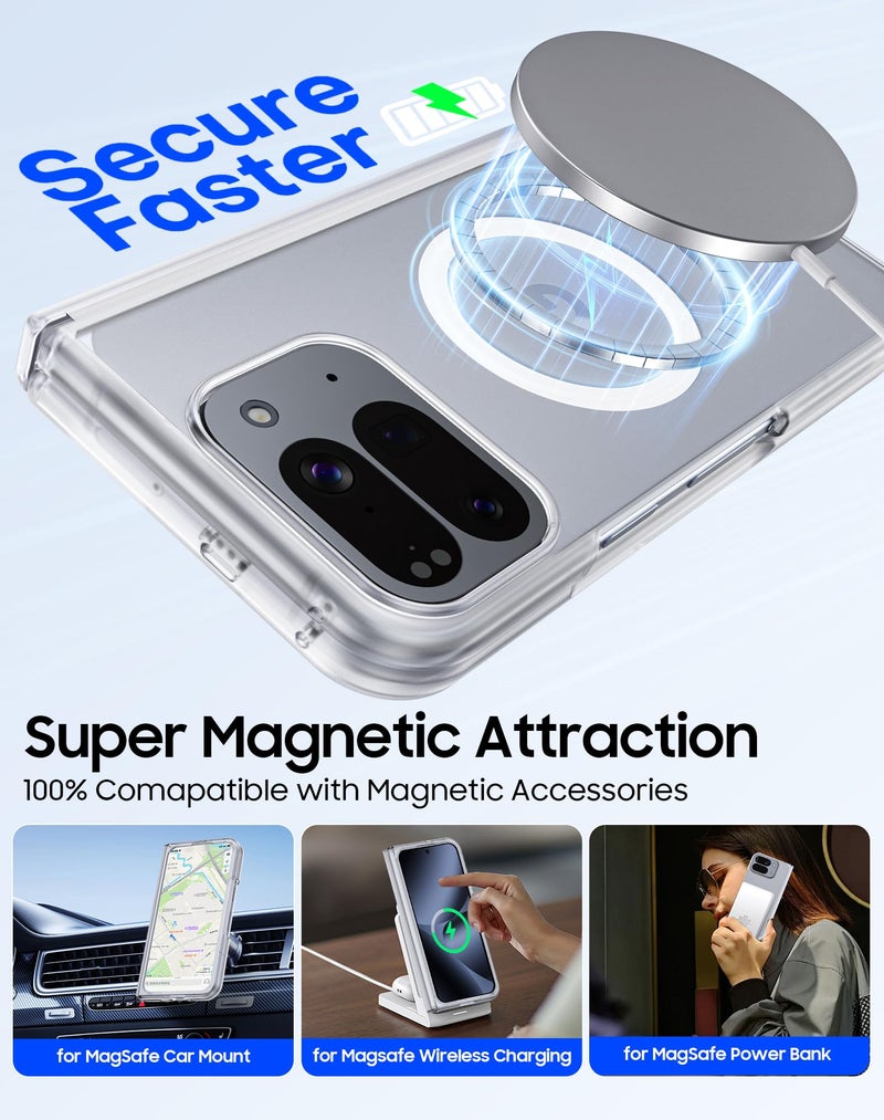oupeigar for Google Pixel 10 Pro Fold Case Magnetic [Hinge Protection] [HD Screen Protector] [Translucent Matte] Slim Skin-Friendly&Smooth Shockproof Phone Case for Pixel 10 Pro Fold (Crystal White) - Image 3