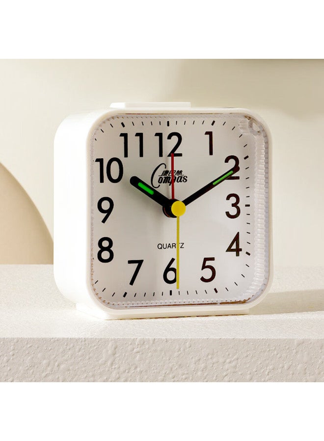 Compas Desktop Children's Alarm Clock, Quartz Clock For Students' Wake-up Aid, Simple Bedroom Bedside Clock, 2334 White, New Year Gift - Image 3