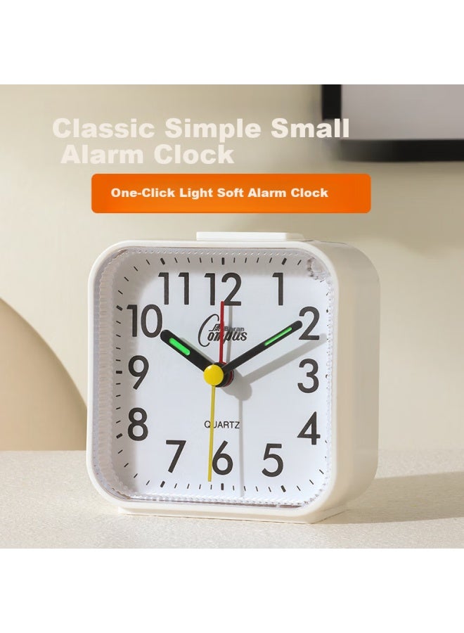 Compas Desktop Children's Alarm Clock, Quartz Clock For Students' Wake-up Aid, Simple Bedroom Bedside Clock, 2334 White, New Year Gift - Image 1