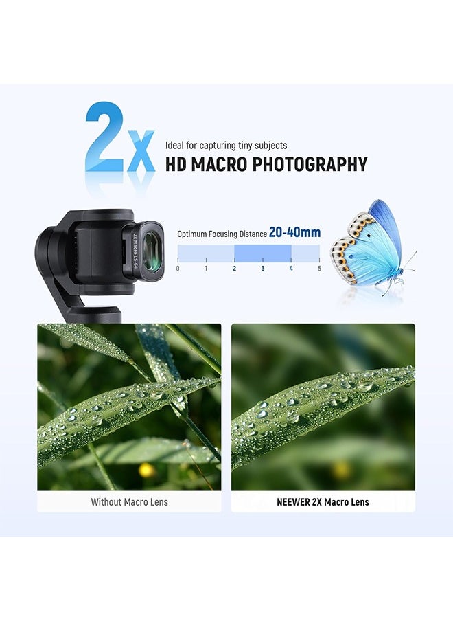Neewer - NEEWER 2X Macro Lens for Pocket 3, Magnetic Close Up Macro Photography Lens, 3 Elements in 3 Groups Multicoated HD Optical Glass, Compatible with DJI Osmo Pocket 3, Do Not Stack Filters, LS-64 - Image 1