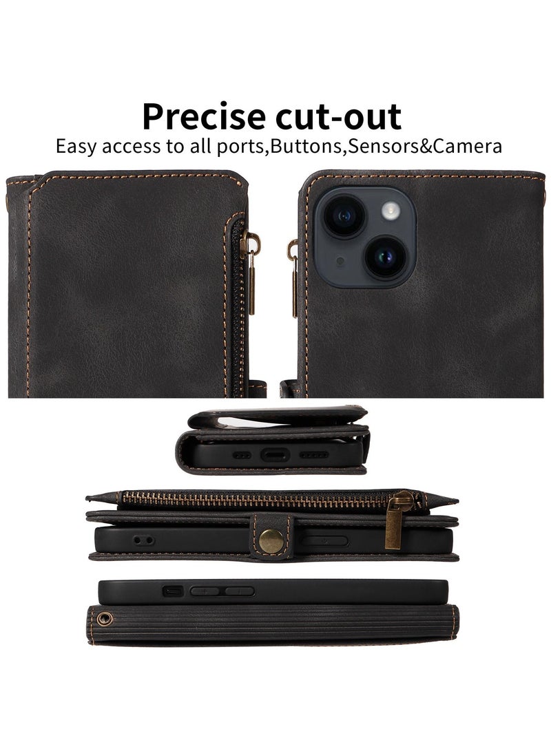 iPhone 15 Case with Card Holder and Wallet Case with Ring Holder Soft TPU Silicone Bumper Slim Shockproof Protective Case Cover - Image 4