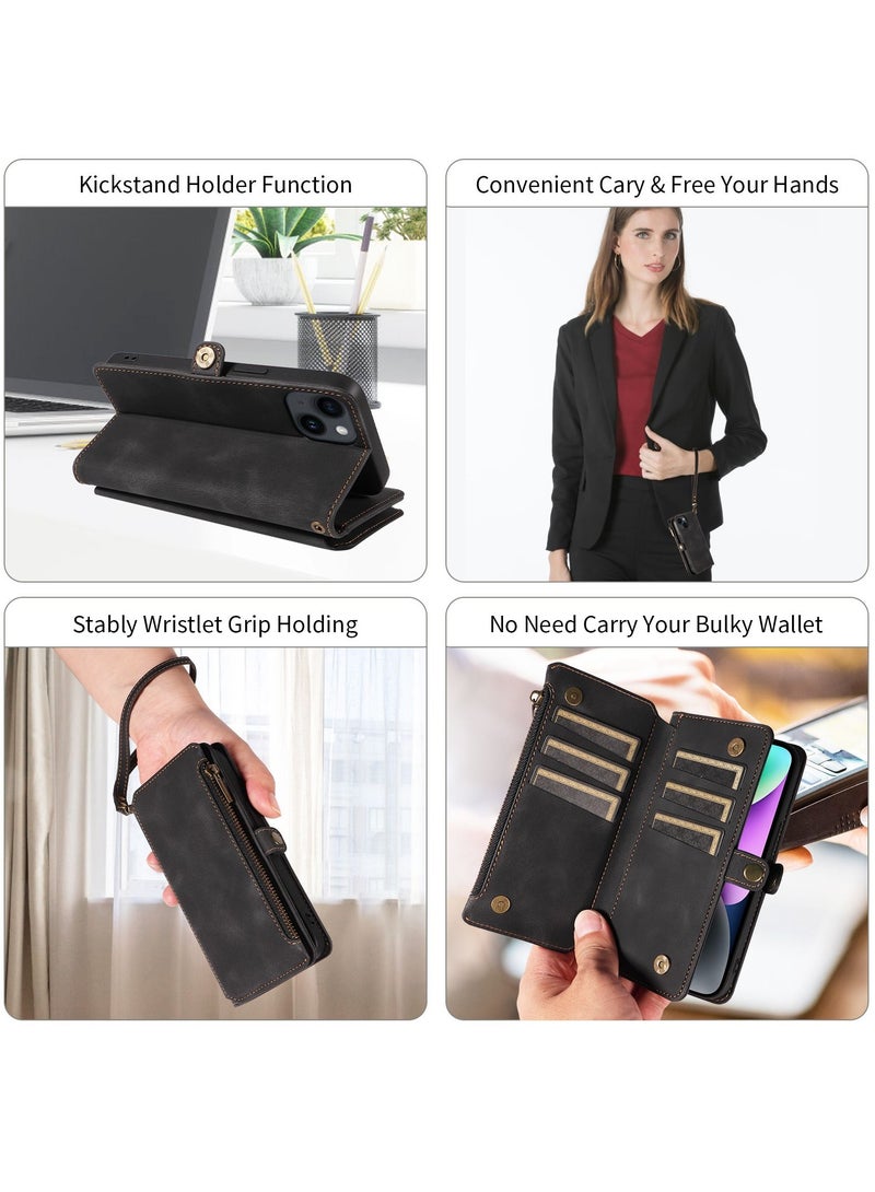 iPhone 15 Case with Card Holder and Wallet Case with Ring Holder Soft TPU Silicone Bumper Slim Shockproof Protective Case Cover - Image 3