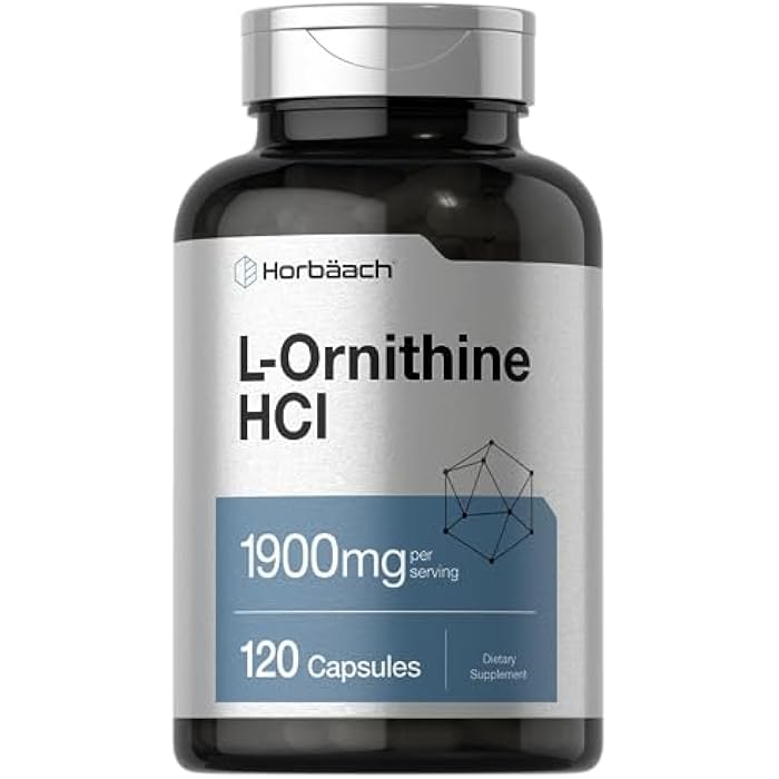Horbäach L Ornithine HCl | 1900mg | 120 Capsules | Non-GMO & Gluten Free Supplement - Image 1