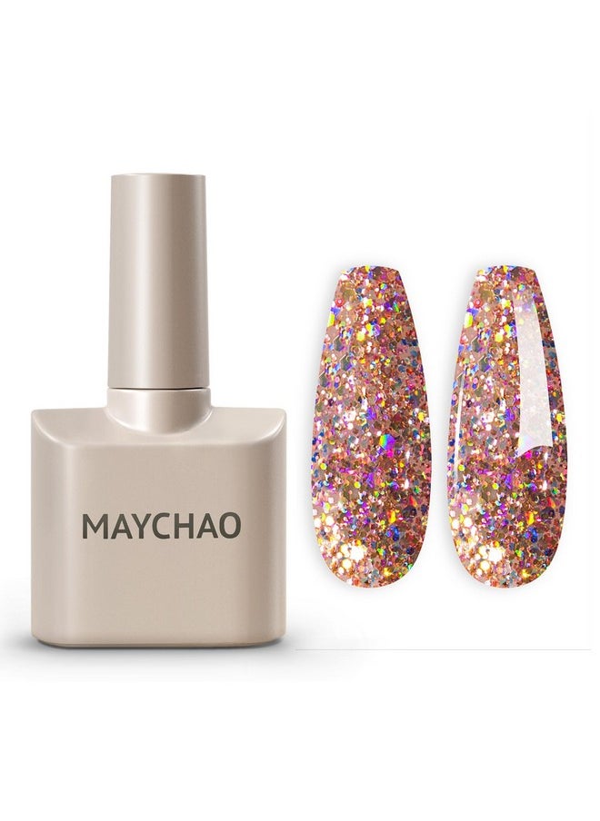 MAYCHAO - 15Ml Gel Nail Polish 1Pc Clear Pink Glitter Nail Polish Soak Off Uv Led Nail Gel Polish Nail Art Starter Manicure Salon Diy At Home, 0.5 Oz - Image 1