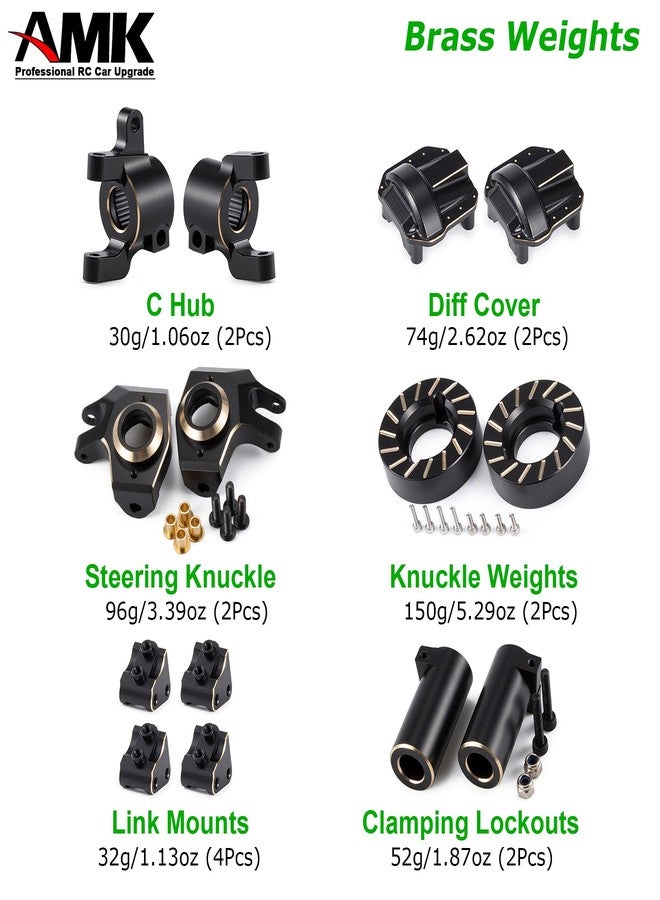 AMK مجموعة أوزان نحاسية 440 جرام SCX10 II غطاء تفاضلي مفاصل توجيه C Hub روابط تثبيت قفل مع أوزان عجلات لسيارة 1/10 RC كراولر AR44 Axial SCX10 ترقيات - Image 5