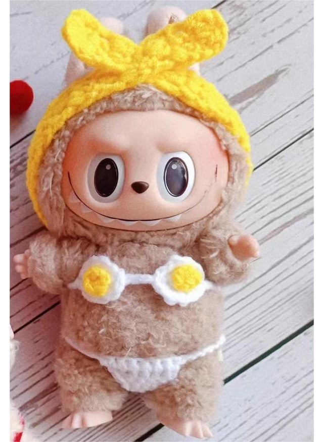Labubu 17cm Macaron Blind Box Outfit Yellow Bikini suit (without baby) 