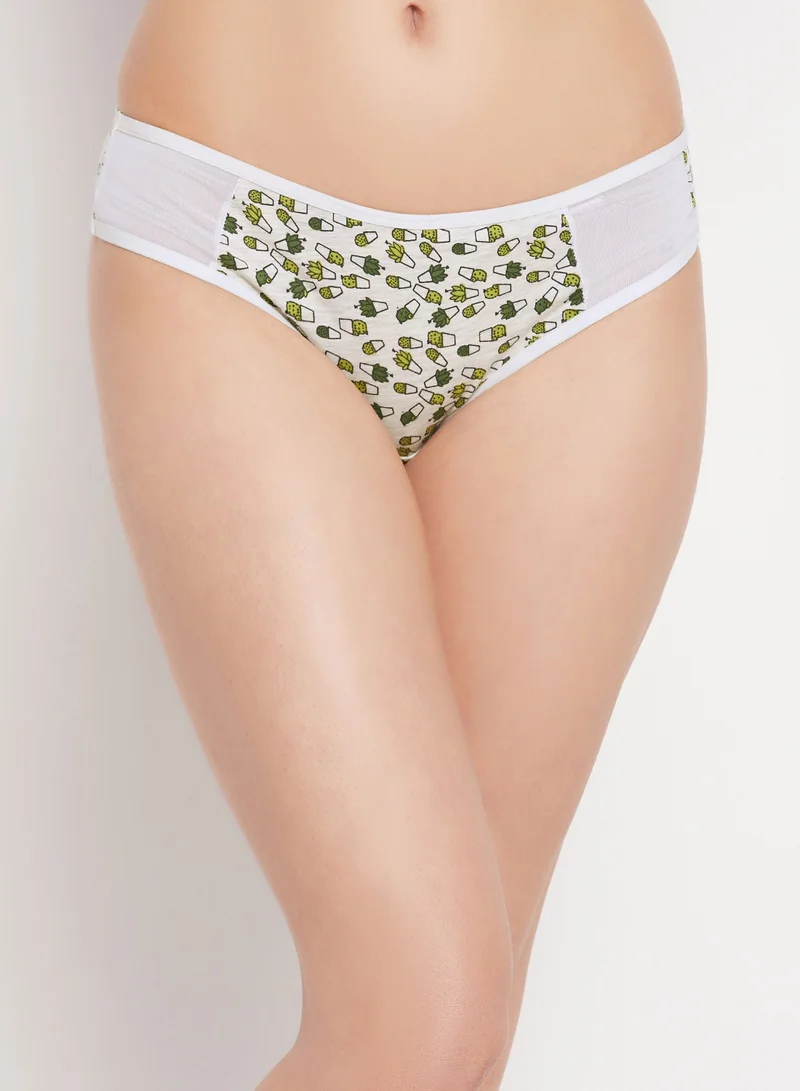 كلوفيا Clovia Pack Of 3 Low Waist Printed Bikini Panty With Powernet Panel