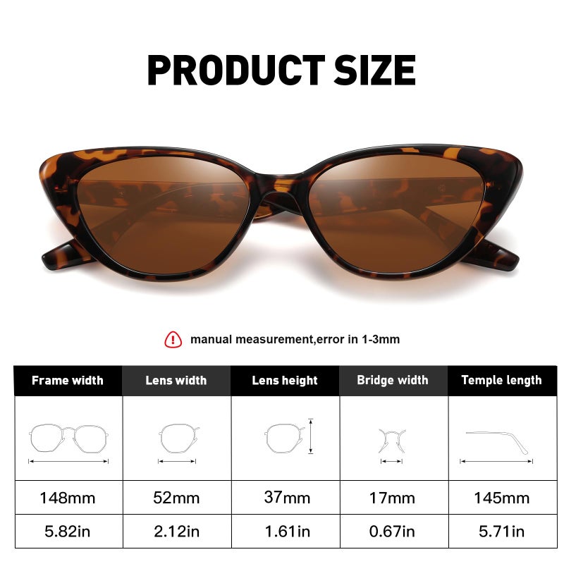 Fozono Retro Vintage Narrow Cat Eye Sunglasses for Women 90s Small Chic Trendy Sunnies UV400 Party Driving FZN7514(Tortoise/Brown) - Image 5