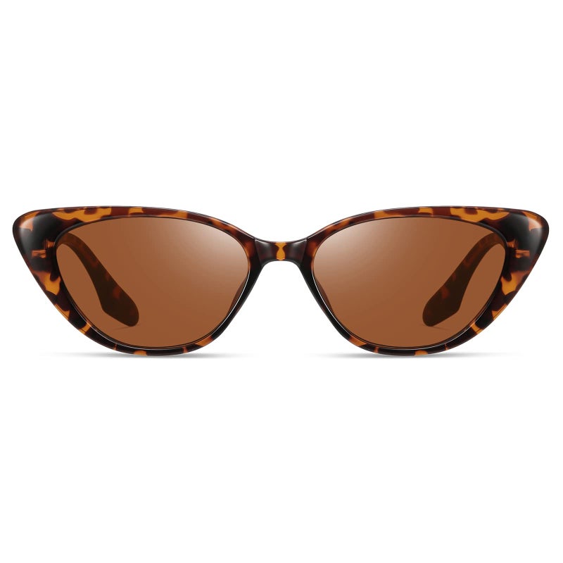 Fozono Retro Vintage Narrow Cat Eye Sunglasses for Women 90s Small Chic Trendy Sunnies UV400 Party Driving FZN7514(Tortoise/Brown) - Image 1