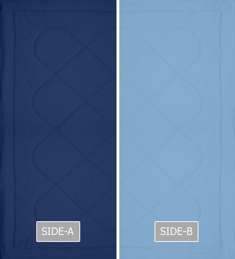 KEA Microfibre Reversible Double Bed King Size Comforter/Duvet for All Weather (Nevy Blue & Sky Blue, 250GSM)|Comforter Double - Image 5
