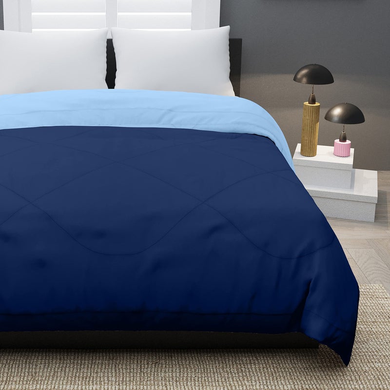 KEA Microfibre Reversible Double Bed King Size Comforter/Duvet for All Weather (Nevy Blue & Sky Blue, 250GSM)|Comforter Double - Image 4