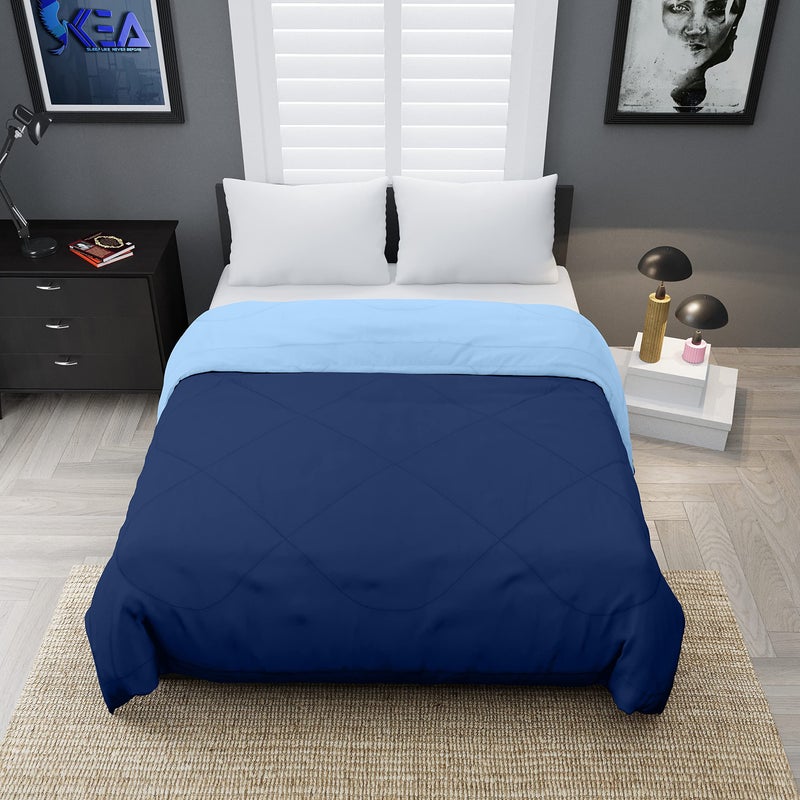KEA Microfibre Reversible Double Bed King Size Comforter/Duvet for All Weather (Nevy Blue & Sky Blue, 250GSM)|Comforter Double - Image 3
