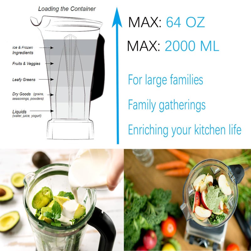 Bxmgr Blender Pitcher 64oz, Compatible with 5200 5000 5300 6300 VM0101 VM0103 VM0197 Classic/Commercial Series, Blender Container Jar Cup,Updated Prevents Rust and Leaks,10 Years Warranty - Image 3