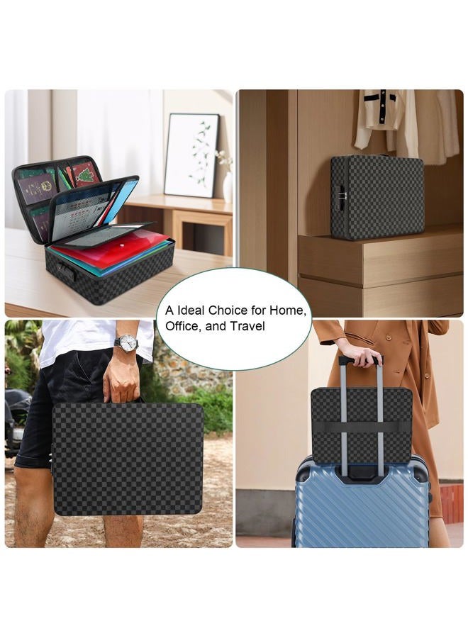 Demao Portable Document Box with Lock,File Storage Box with Waterproof Zipper,Thick Oxford Document Organizer with Multi Compartment, File Organizer for Office/Travel/School - Image 5