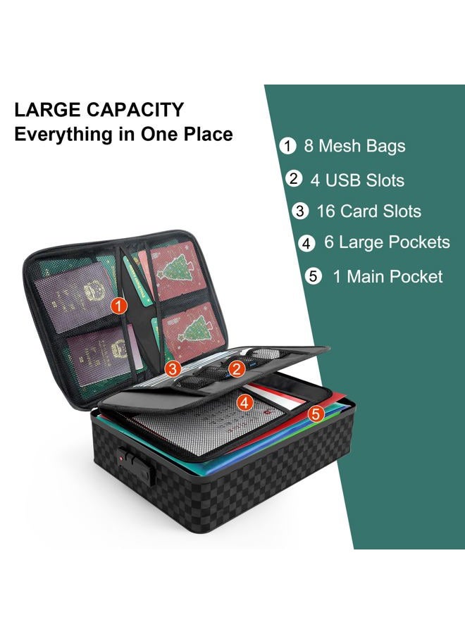Demao Portable Document Box with Lock,File Storage Box with Waterproof Zipper,Thick Oxford Document Organizer with Multi Compartment, File Organizer for Office/Travel/School - Image 3