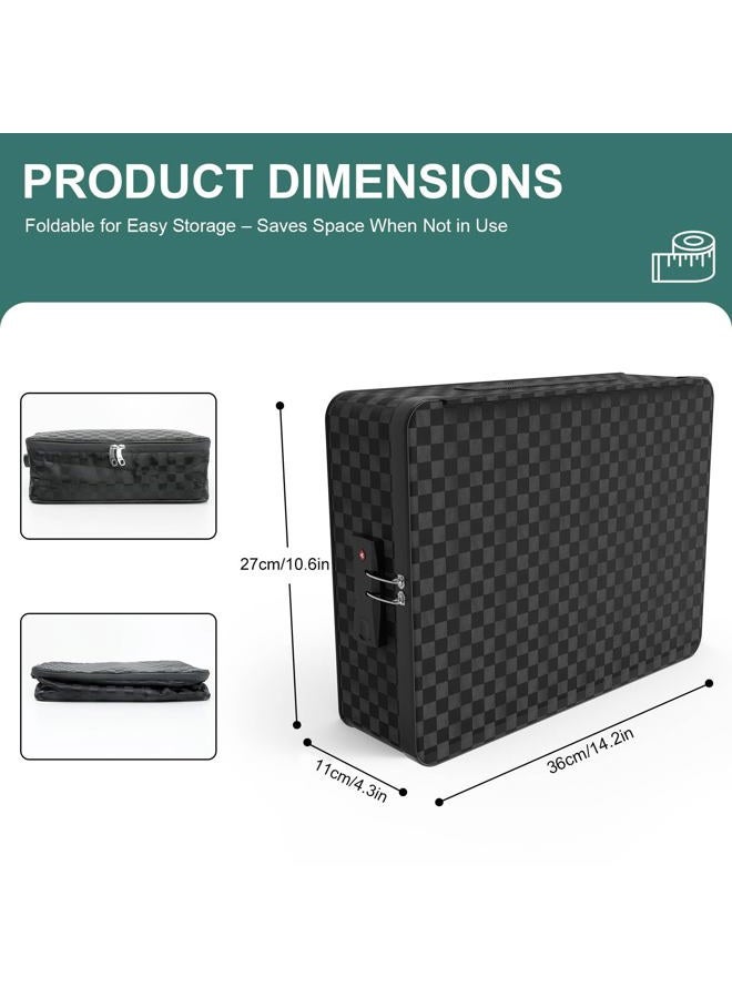 Demao Portable Document Box with Lock,File Storage Box with Waterproof Zipper,Thick Oxford Document Organizer with Multi Compartment, File Organizer for Office/Travel/School - Image 2