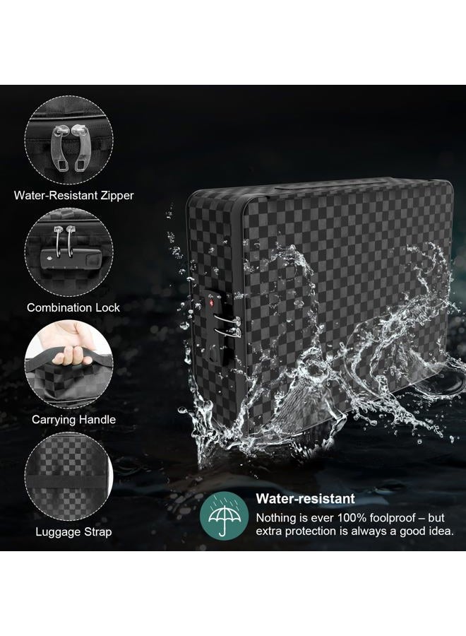 Demao Portable Document Box with Lock,File Storage Box with Waterproof Zipper,Thick Oxford Document Organizer with Multi Compartment, File Organizer for Office/Travel/School - Image 4