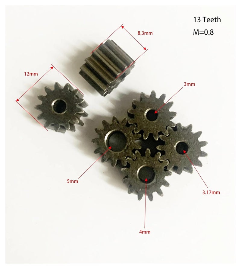 Carbon Steel Spur Gear 13 Teeth 0 8M 12mm OD 8 35mm Thickness 3mm Hole - Image 4