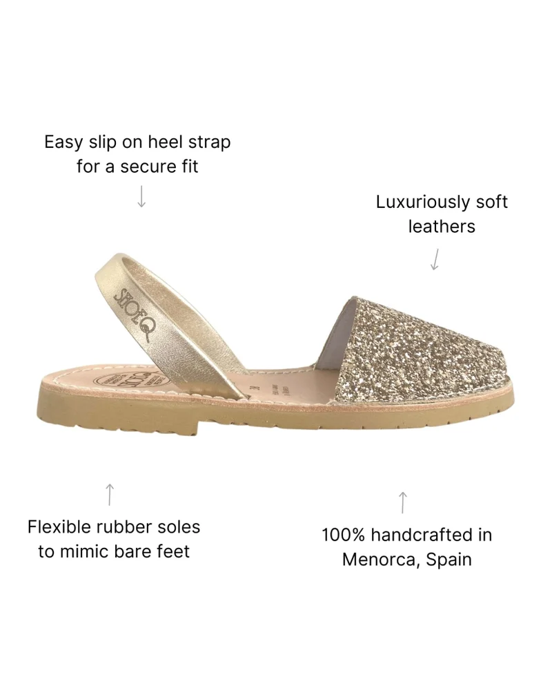 Shoeq Champagne Glitter Classic Avarca for Women | Best Price UAE