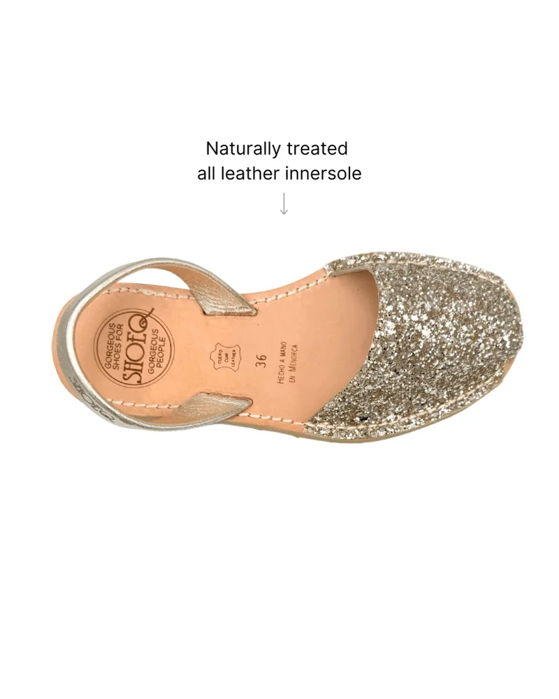 Shoeq Champagne Glitter Classic Avarca for Women | Best Price UAE