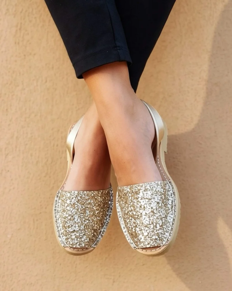 Shoeq Champagne Glitter Classic Avarca for Women | Best Price UAE
