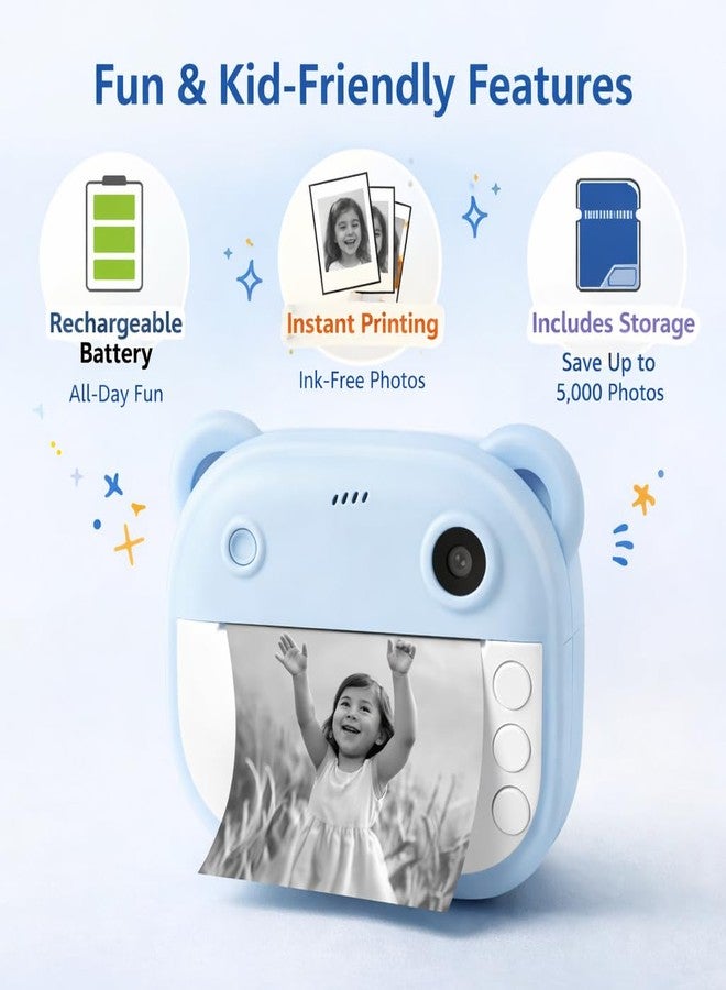 Casaquin A2 Kids Instant Print Camera for Boys & Girls | HD Photo + Video | Thermal Printing Camera Toy | Selfie, Games, Rechargeable | Multicolor, Compact - Image 5