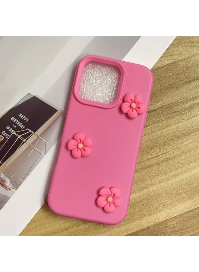 Temu 1 Piece Decorative Flower Matte Solid Color Phone Case, Cute Protective Cover, Suitable as a Gift for Friends, Stylish Accessory, Aesthetic Cover, Shock and Scratch Resistant, Compatible with iPhone 15 Plus
