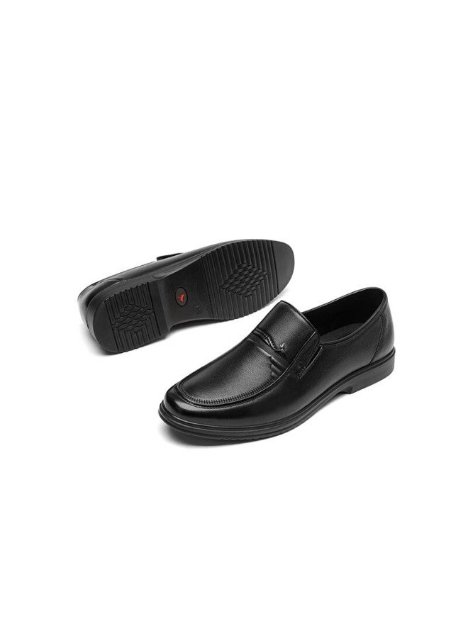 Red Dragonfly Leather Shoes For Men, Spring Men's Slip-on Cowhide Shoes For Middle-aged And Elderly Fathers, Wta15172, Black, Size 39 - Image 3