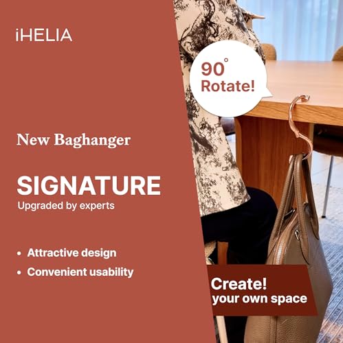 iHELIA Purse Hook Hanger for Table Signature Premium Bag Holder w 90 180 Degree Rotatable Function Design Black - Image 3