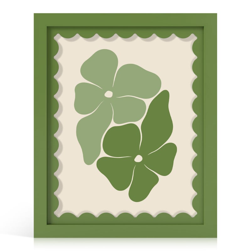 THKRLOF 8x10 Picture Frame with Real Glass, Wooden cute 8 x 10 Photo Frame with Wavy Mat for Tabletop and Wall Hanging, Green, 1 Pack - Image 1