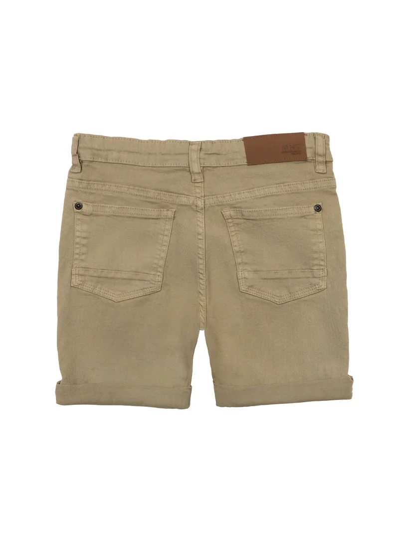 MINOTI Teen Boys Twill Shorts with Rolled Hems and Pockets