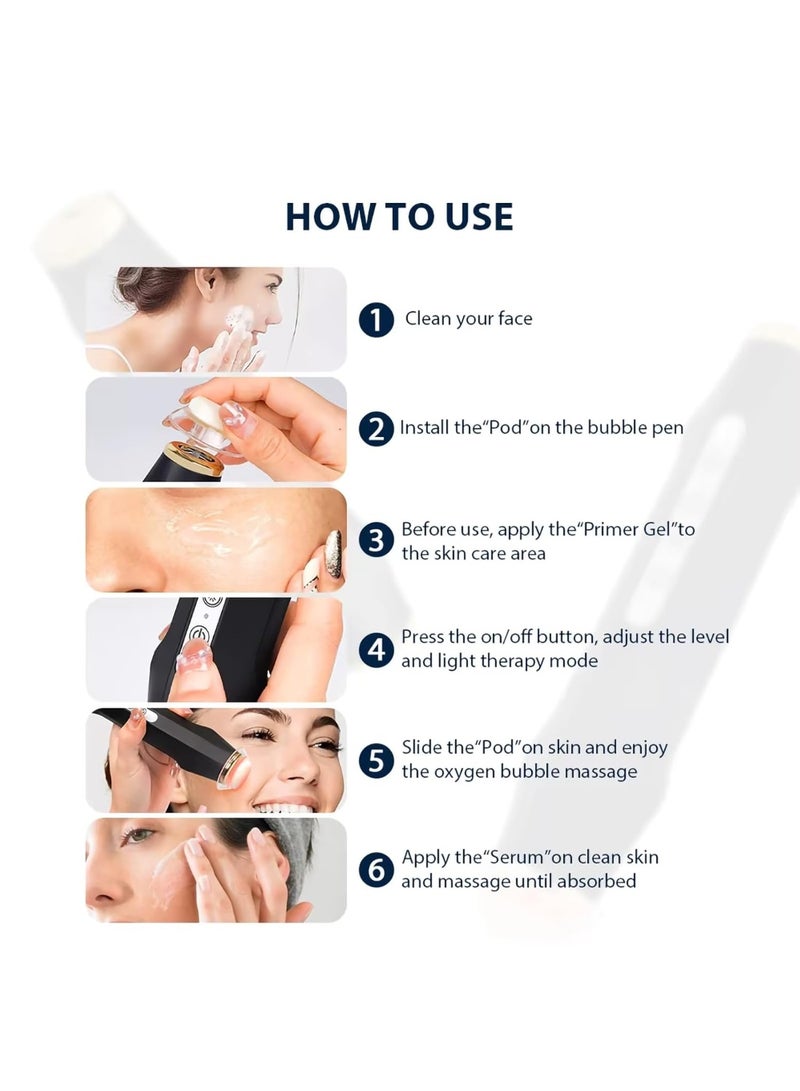 ريفايف بودز - علاج الوجه بالاكسجين بثاني اكسيد الكربون، للوجه المنزلي، 6 كبسولات + 6 جل برايمر + 6 سيروم بعد العلاج (تركيبة جديدة بدون رغوة) - Image 4