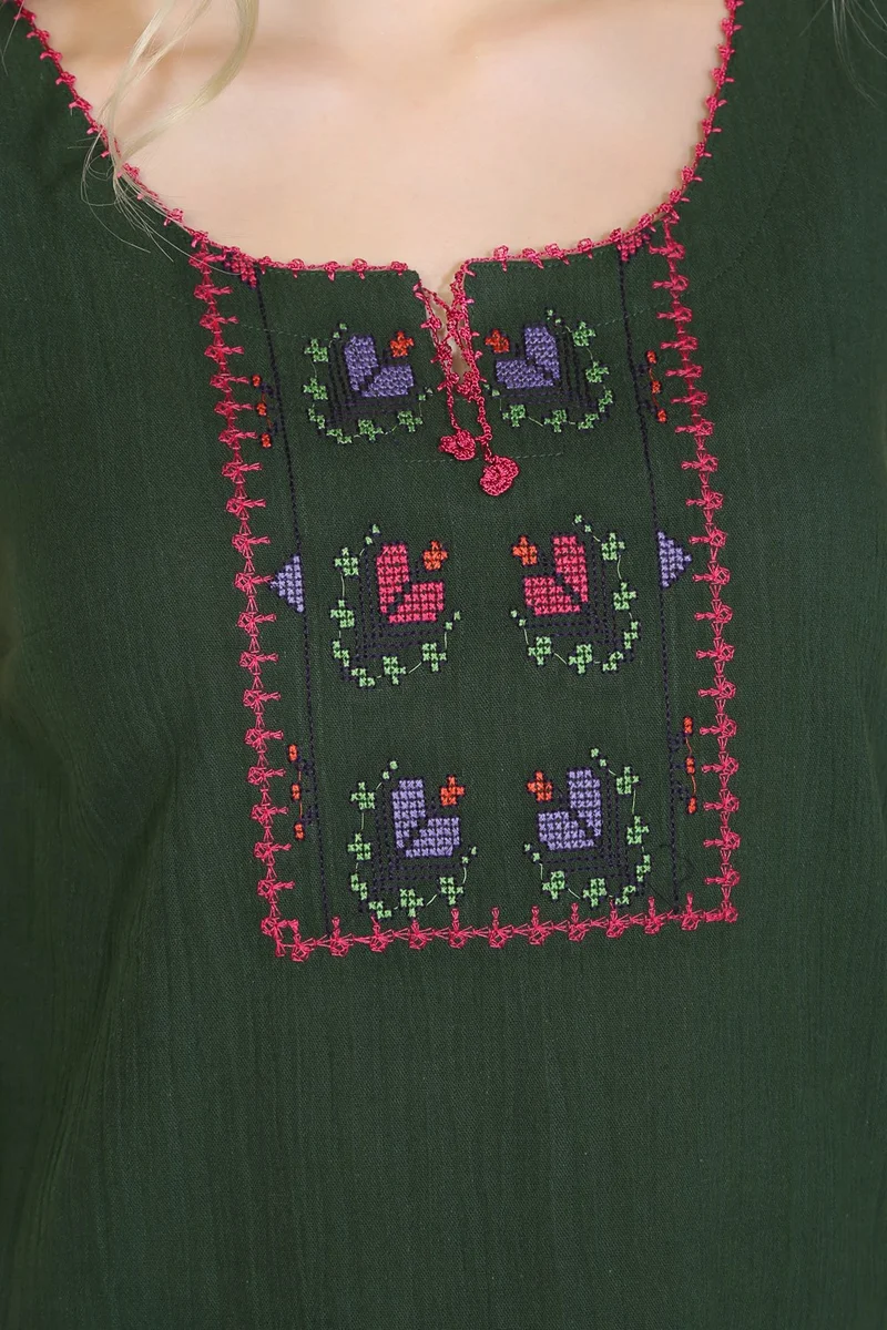 اليش شيل بيزي Sleeveless Shile Cloth Embroidered Athlete Green Ysl