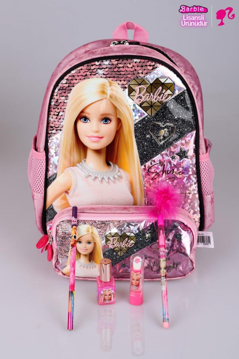 Barbie مجموعة غليتر غامضة مرخصة لرياض الأطفال ومجموعة قرطاسية مدرسية مع حقيبة أقلام  - Image 1