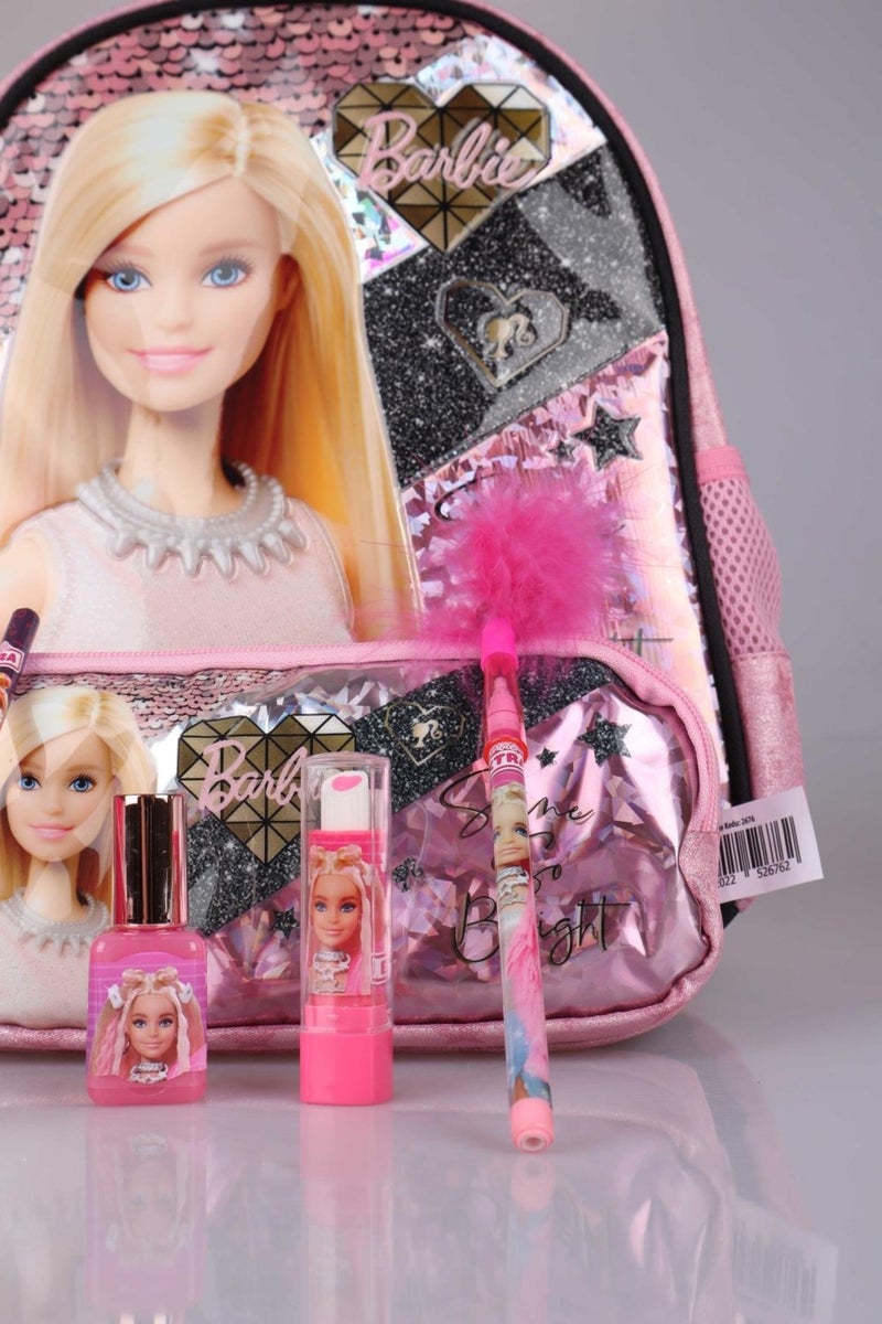 Barbie مجموعة غليتر غامضة مرخصة لرياض الأطفال ومجموعة قرطاسية مدرسية مع حقيبة أقلام  - Image 2