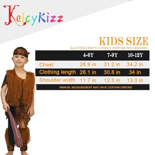 KalcyKizz Boy's Caveman Costume For Children (10-12Y) - Image 5