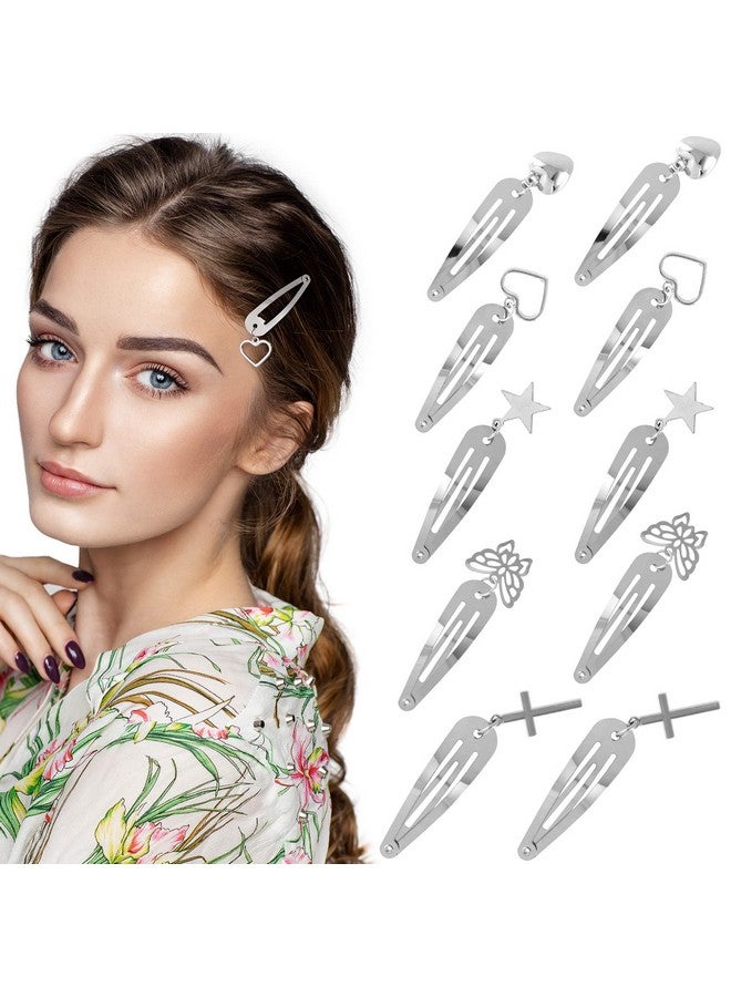OIIKI 20 Pcs Metal Goth Hair Clips With Pendant Star Hair Clips Heart Hair Barrettes Butterfly Snap Hair Clips Silver Hairpins Punk Hair Jewelry Accessories For Women Girls - Image 1