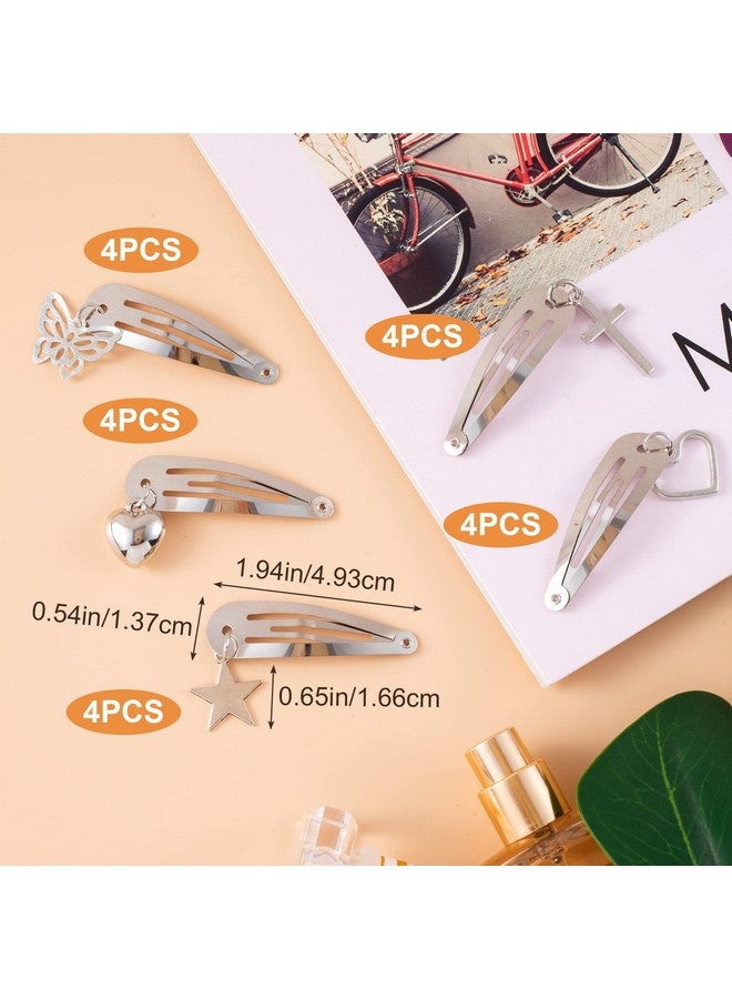 OIIKI 20 Pcs Metal Goth Hair Clips With Pendant Star Hair Clips Heart Hair Barrettes Butterfly Snap Hair Clips Silver Hairpins Punk Hair Jewelry Accessories For Women Girls - Image 3