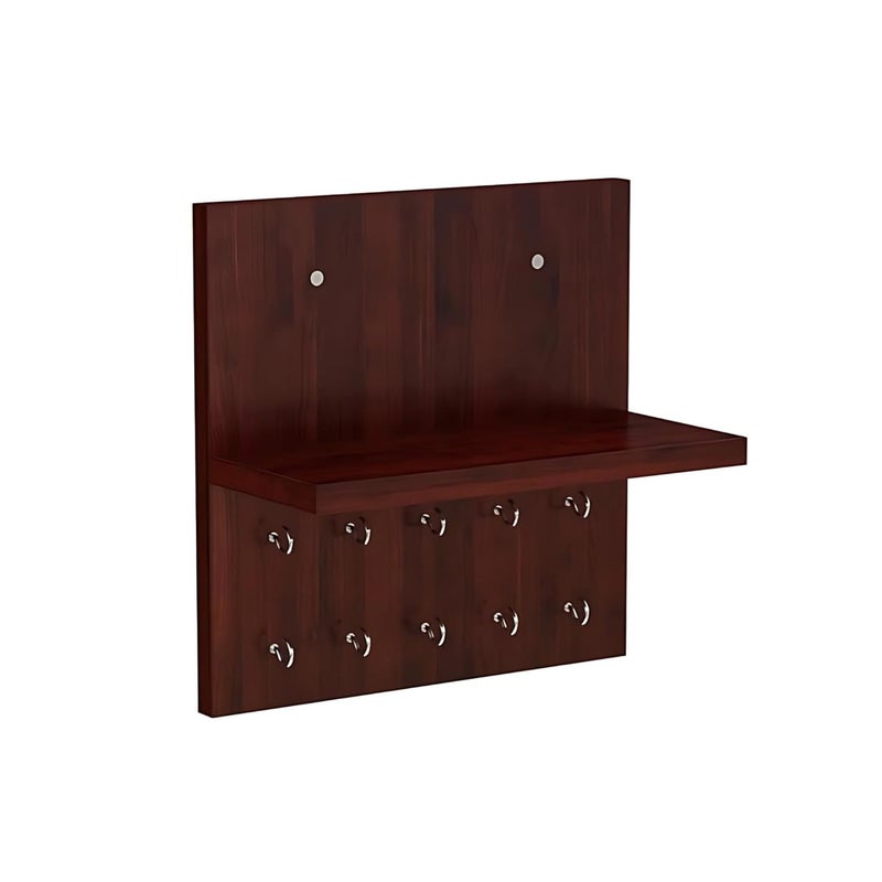 Flux flux Wooden Display Shelves Shelf Trophies Plant Stand with Hooks for Wall floting Wall Mounted Shelf Multipurpose Rackshowpiece Stand for Living RoomLobby Decoration Square Rustic red  - Image 1