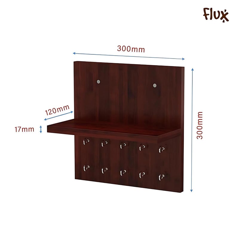 Flux flux Wooden Display Shelves Shelf Trophies Plant Stand with Hooks for Wall floting Wall Mounted Shelf Multipurpose Rackshowpiece Stand for Living RoomLobby Decoration Square Rustic red  - Image 3