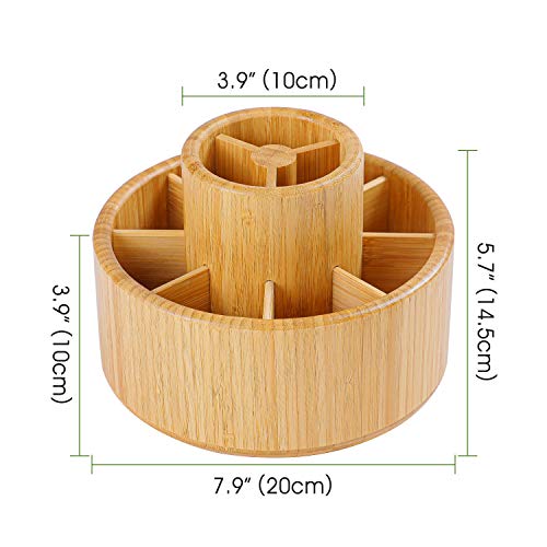 Utoplike Bamboo Rotating Art Supply Desk Organizer, Pencil Holder Organizer, Desktop Storage Caddy for Pen, Colored Pencil, Crayon, Paint Brushes, Art Studio&Office - Image 2