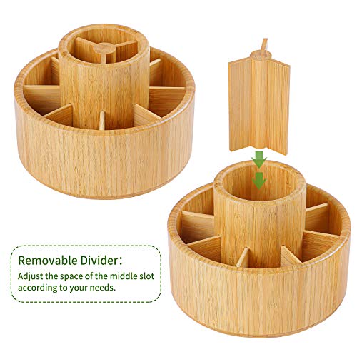 Utoplike Bamboo Rotating Art Supply Desk Organizer, Pencil Holder Organizer, Desktop Storage Caddy for Pen, Colored Pencil, Crayon, Paint Brushes, Art Studio&Office - Image 5
