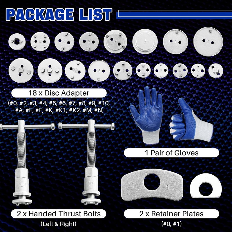 DASBET 22pcs Heavy Duty Disc Brake Caliper Tool Set - Image 2