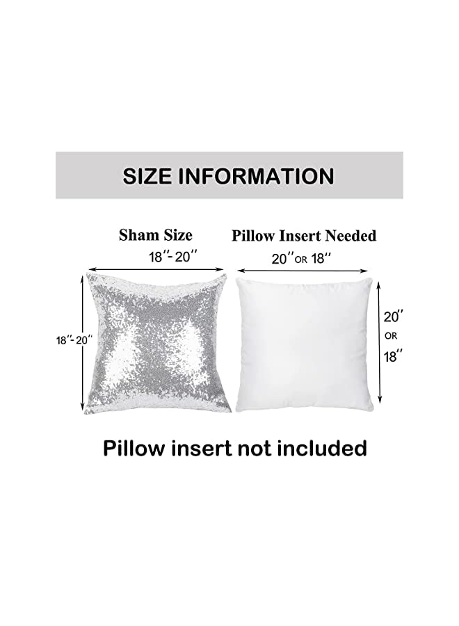 SYOSI Sparkling Sequins Pillow Cover s, SYOSI, Luxury Home Satin Throw Pillow Cover s Set of 2 Hidden Zipper Pillow Case for Couch Wedding Bed Living Room Party Sofa Decor (Silver, 18"x18") - Image 4
