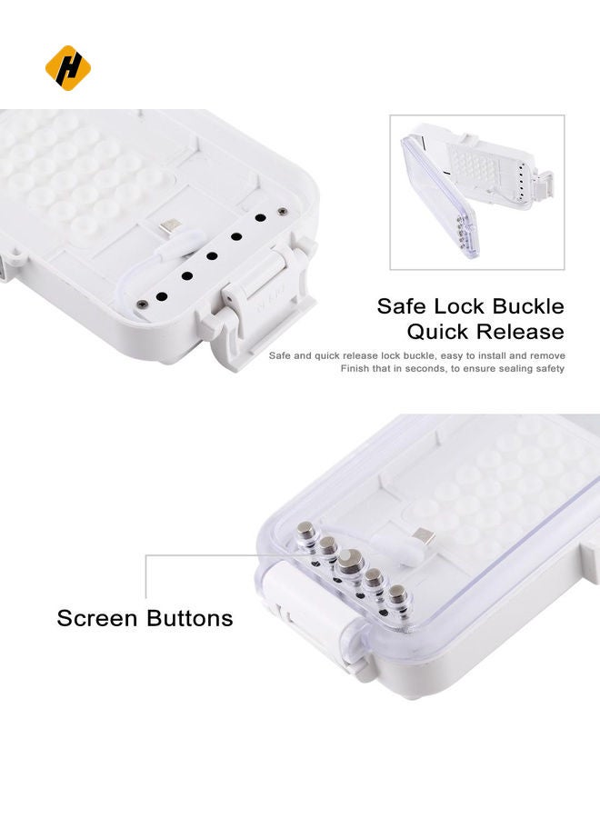 PULUZ 45m/147ft Waterproof Diving Case Photo Video Taking Underwater Housing Cover for iPhone 16 / 16 Pro / 15 / 15 Pro, Galaxy, Huawei, Xiaomi, Google Android OTG Smartphones with Type-C Port(White)