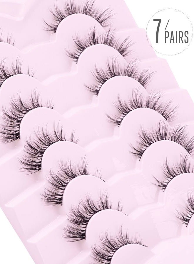 Onlyall Cat Eye Lashes Natural Lashes False Eyelashes Fox Eye Lashes False Lashes 7 Pairs D5 - Image 3