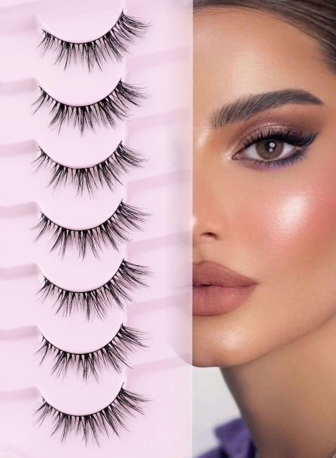 Onlyall Cat Eye Lashes Natural Lashes False Eyelashes Fox Eye Lashes False Lashes 7 Pairs D5 - Image 1